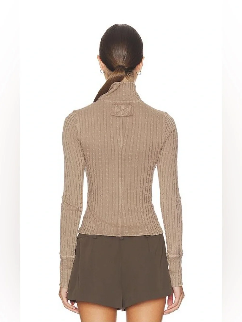 Free People Brunch Girl Up Zip Up in Dusted Cocoa S